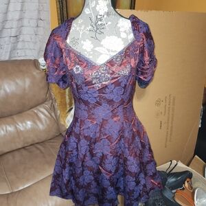 Jump Burgundy and Purple Floral Mini Dress